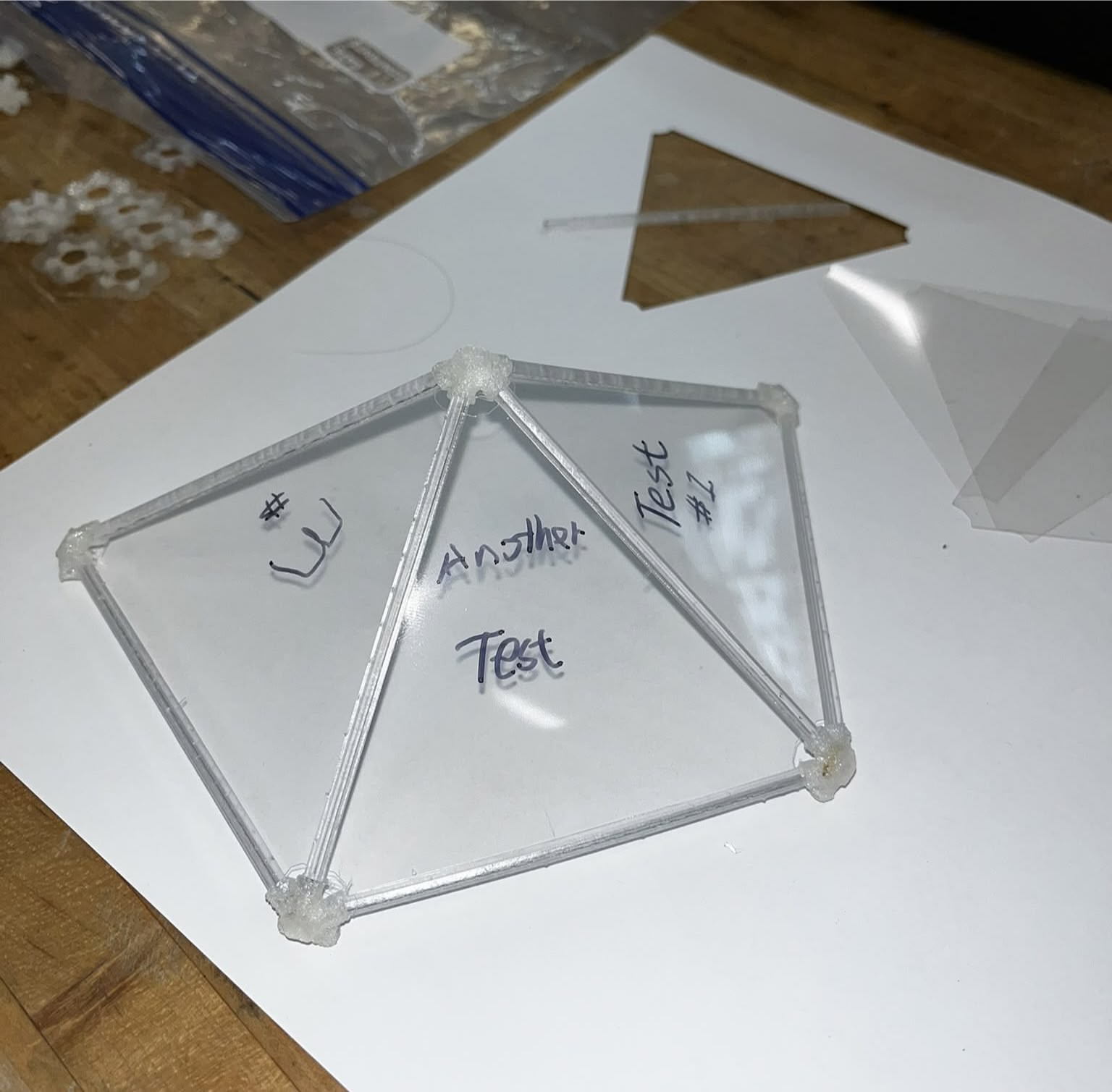 Assembled icosahedron kit (3 adjacent triangle faces)