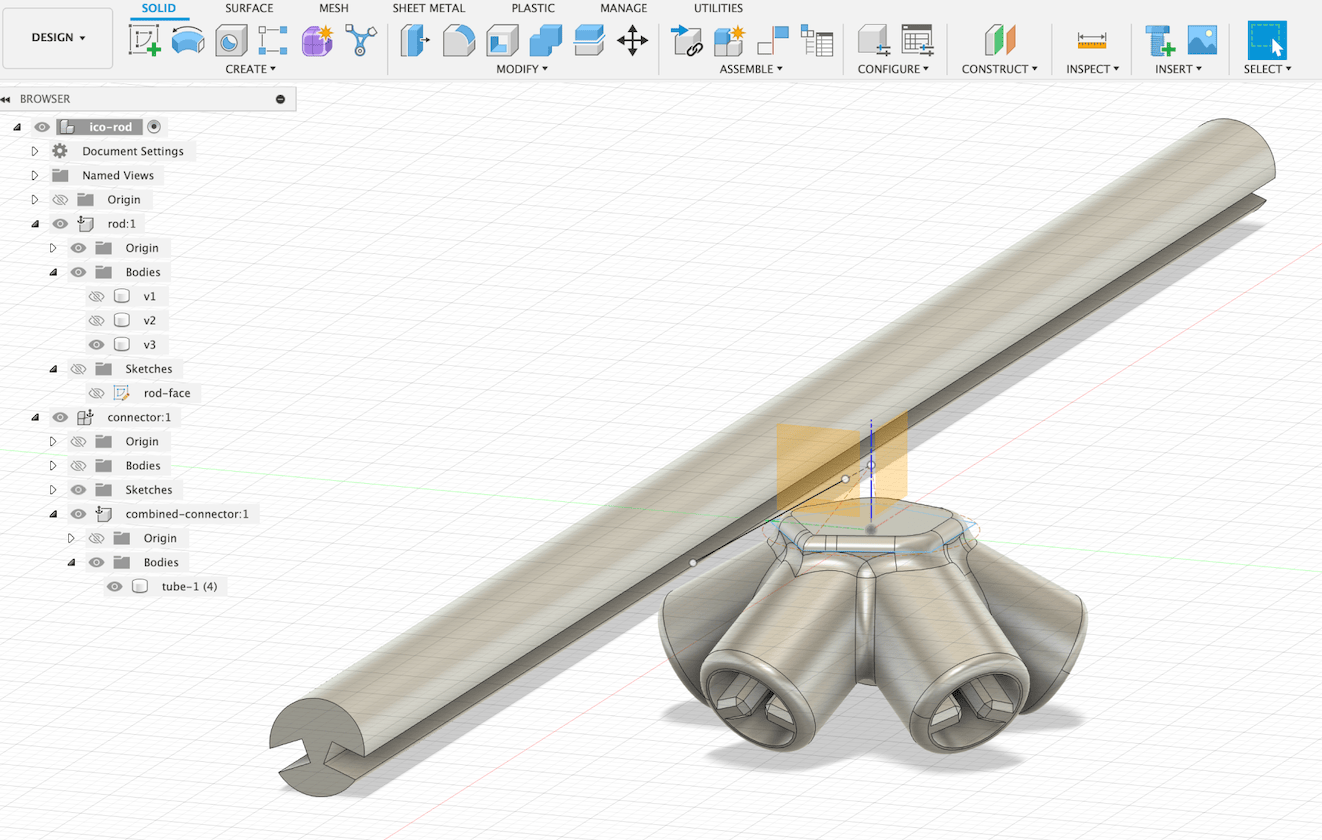Finished model of the rod and the connector
