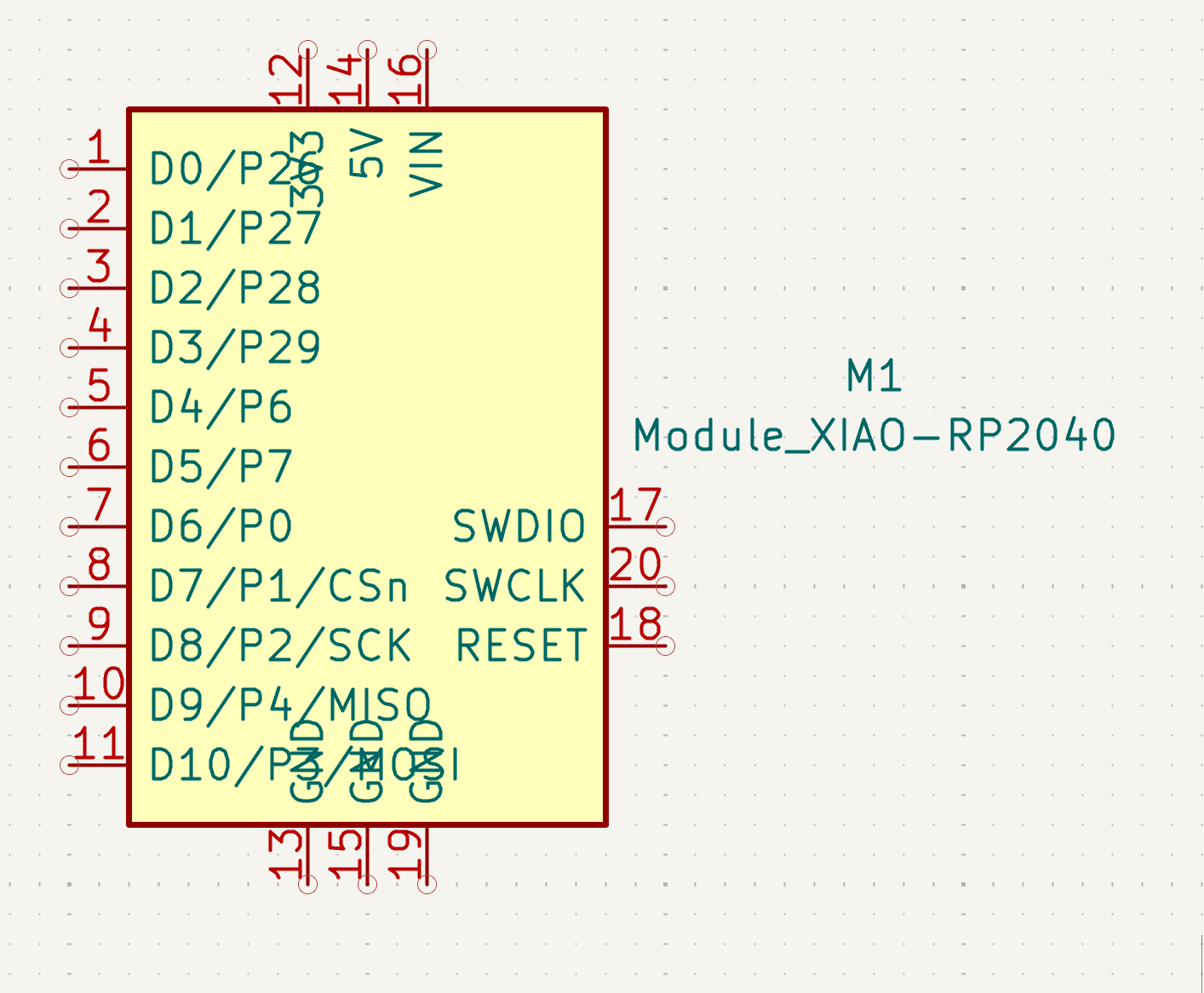Renamed pin labels for XIAO RP2040 symbol