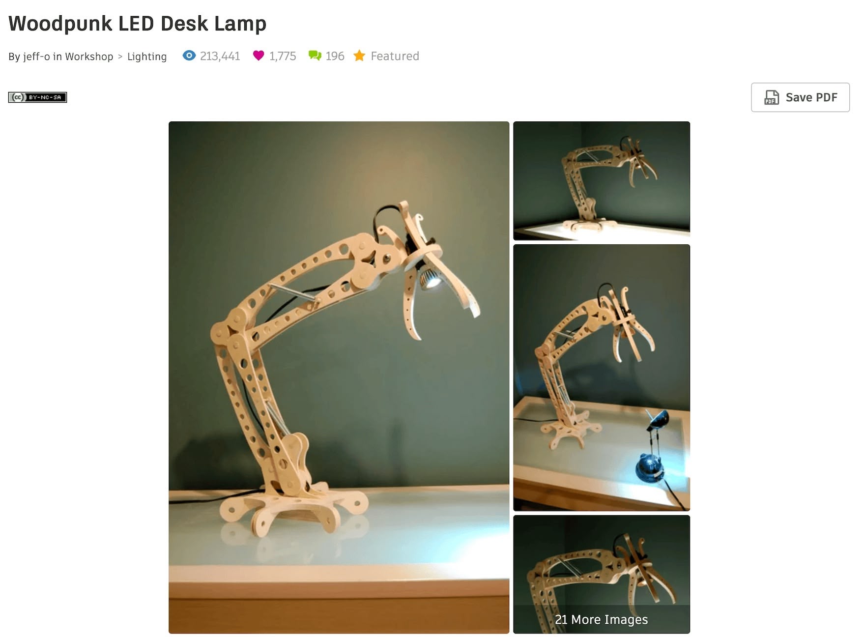 Woodpunk LED Desk Lamp by jeff-o. I was referencing the part shape, part placement and count.
