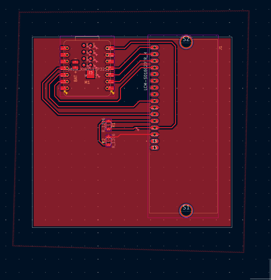 PCB design of the LCD screen and the XIAO ESP32 S3 Sense board