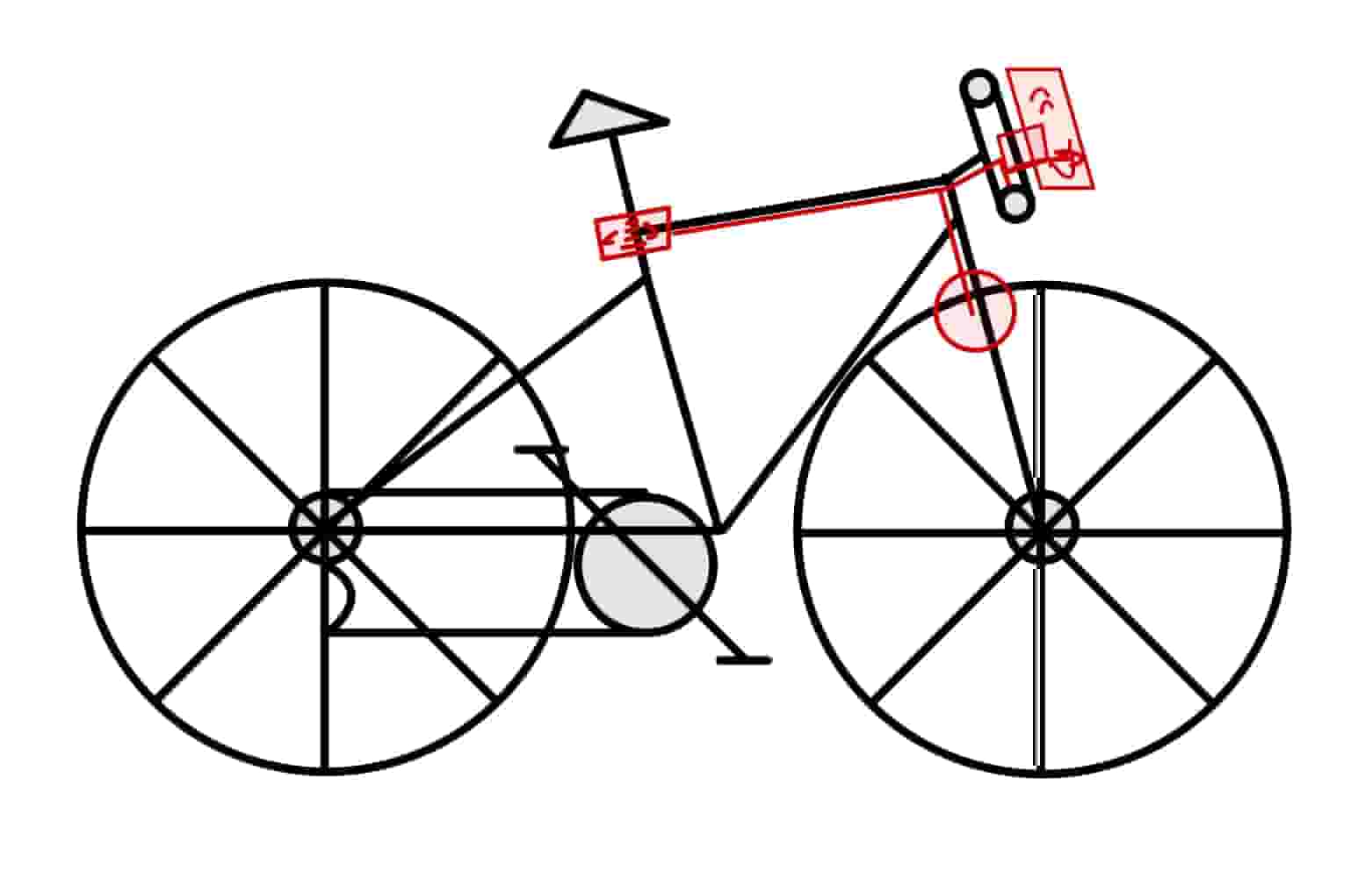 A bad drawing of a bike with the signal turner